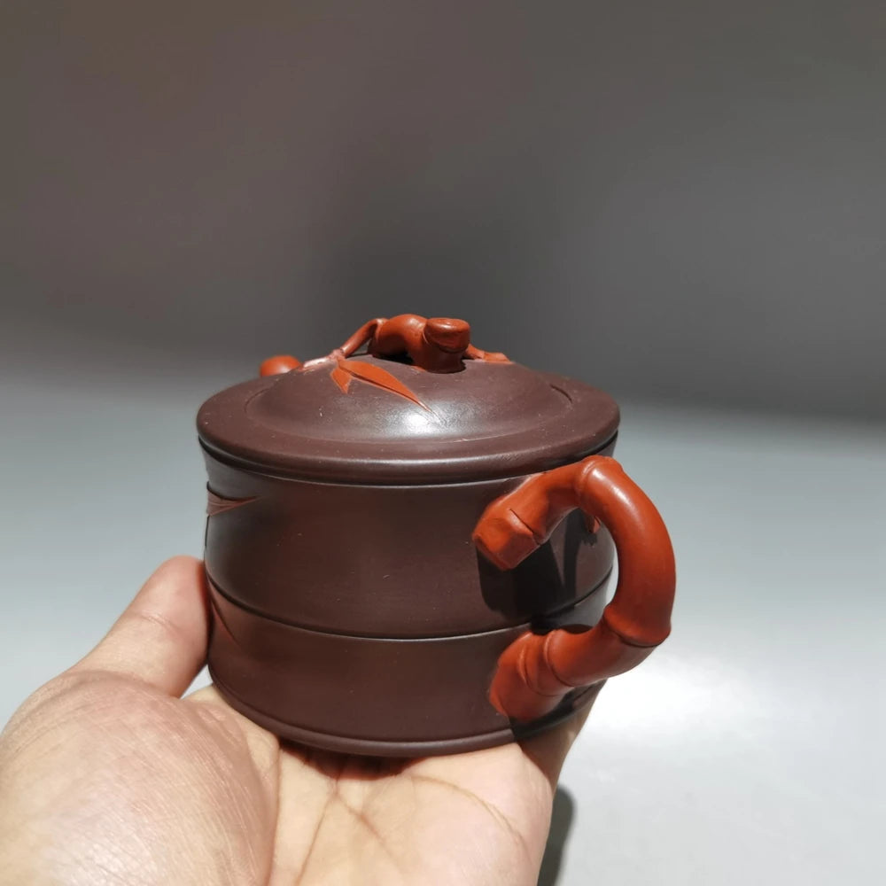 Chinese Yixing Zisha Clay Teapot  Double color bamboo section Pot Gu Jingzhou 240ml