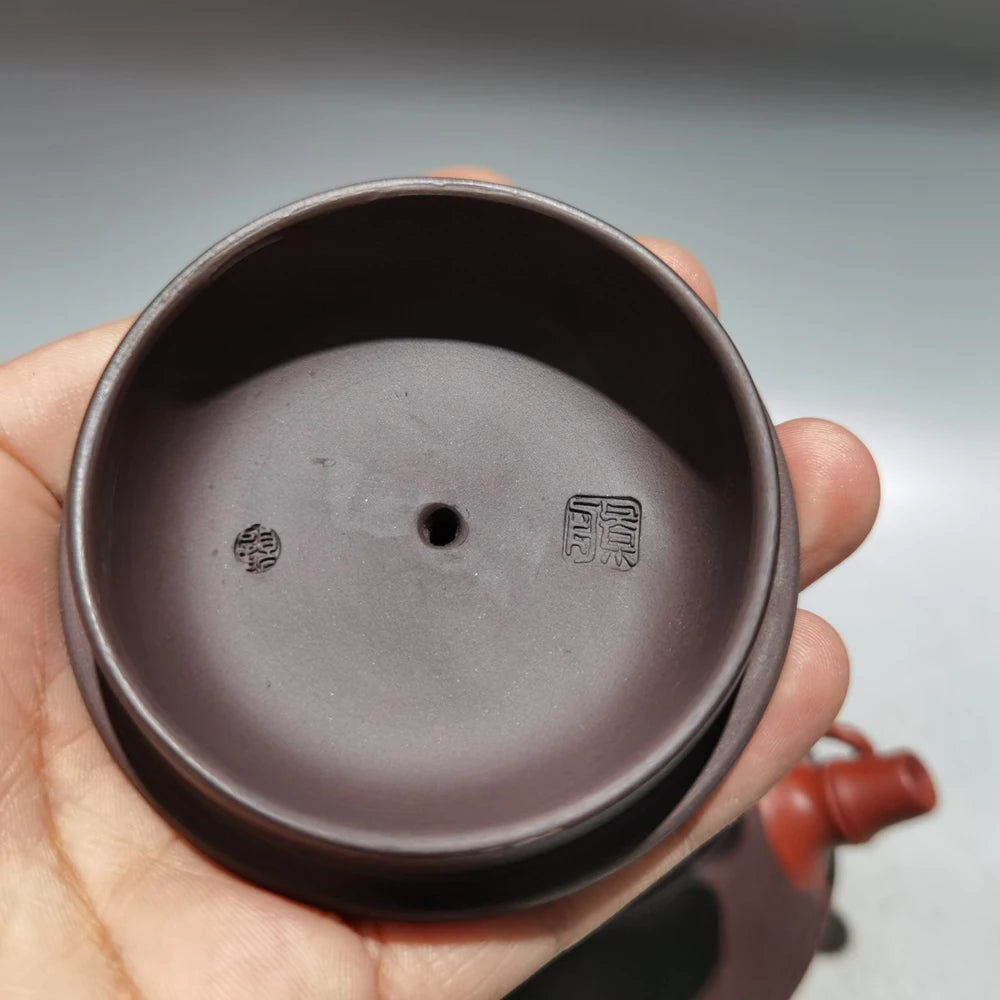 Chinese Yixing Zisha Clay Teapot  Double color flat bamboo leaf Pot Gu Jingzhou 260ml