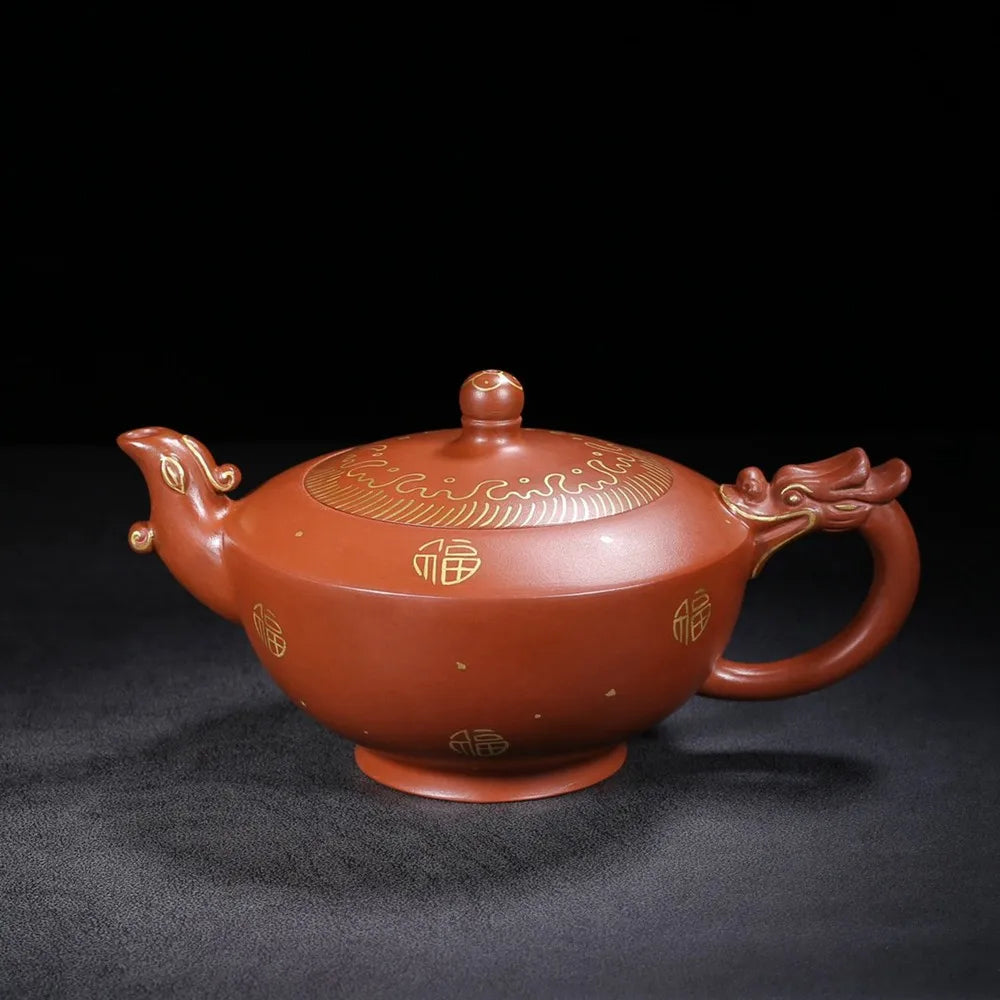 Chinese Yixing Zisha Clay Teapot  Dragon Phoenix Chengxiang Pot Jinding trademark 450ml