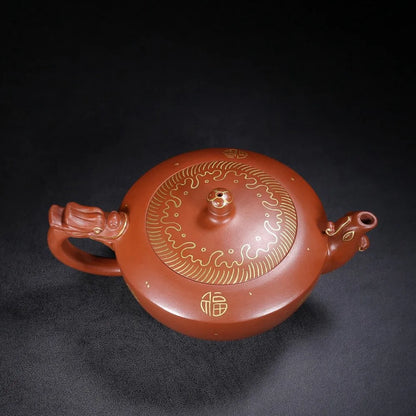 Chinese Yixing Zisha Clay Teapot  Dragon Phoenix Chengxiang Pot Jinding trademark 450ml