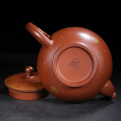 Chinese Yixing Zisha Clay Teapot  Dragon Phoenix Chengxiang Pot Jinding trademark 450ml