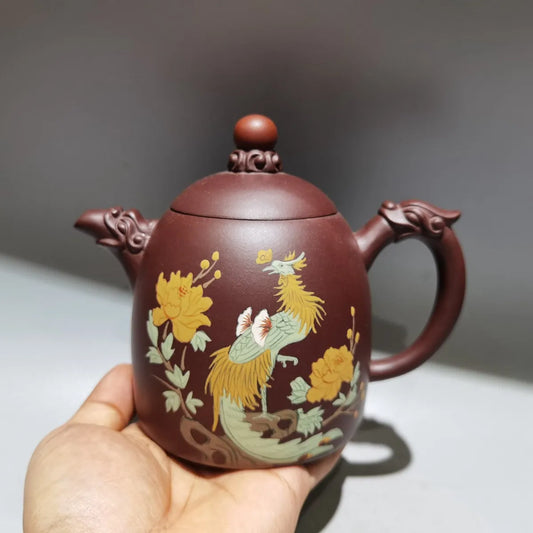 Chinese Yixing Zisha Clay Teapot  Dragon Phoenix Pot Zhou Guojun 480ml