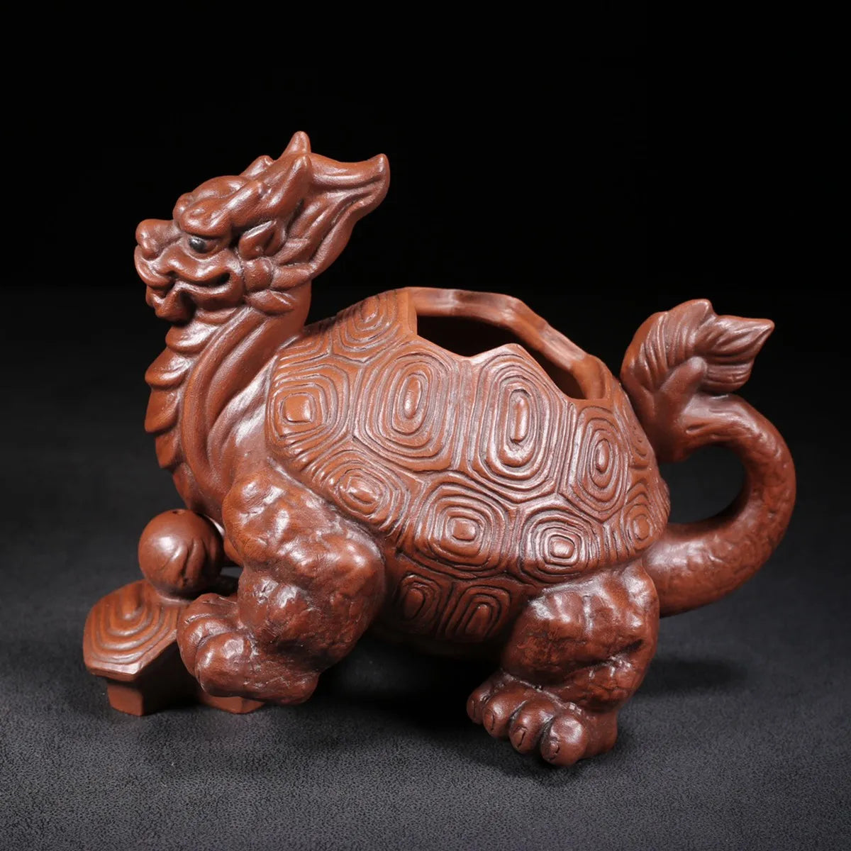 Chinese Yixing Zisha Clay Teapot  Dragon Turtle Pot Chen Mingyuan 300ml