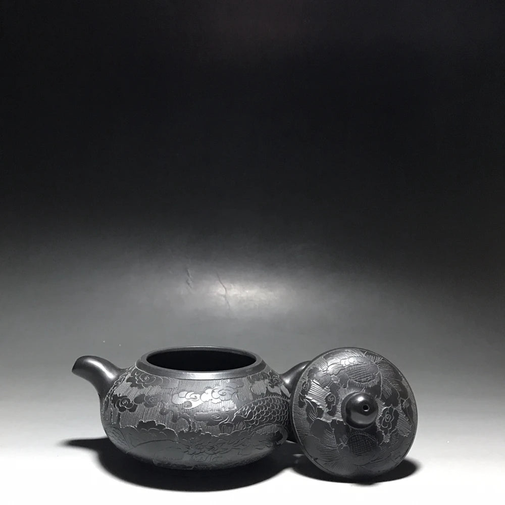 Chinese Yixing Zisha Clay Teapot  Dragon patterned jade milk Pot  Yin Zhenting 300ml
