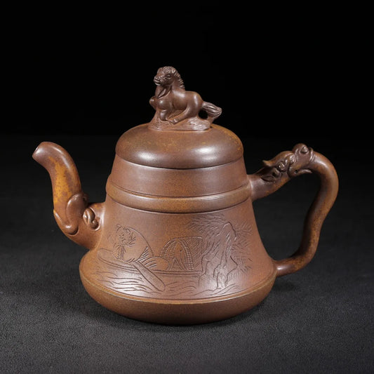 Chinese Yixing Zisha Clay Teapot Duan Mud Kiln Change Dragon Horse Pot Zhu Kexin 400ml