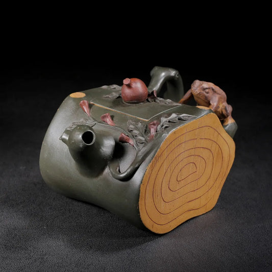 Chinese Yixing Zisha Clay Teapot Duan Mud Tree Stump Pot Jiang Rong 450ml