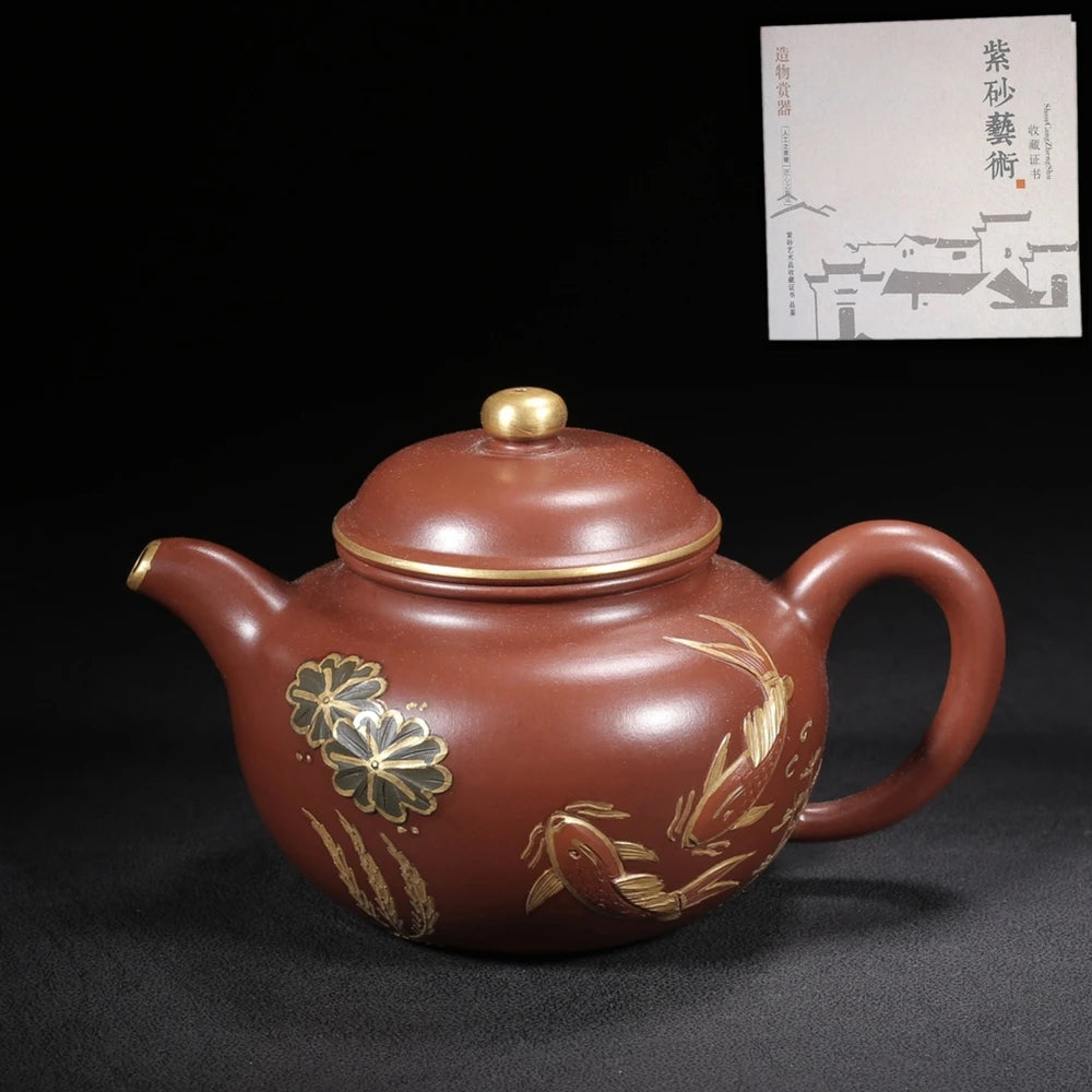 Chinese Yixing Zisha Clay Teapot  Duo Yuan Pot  Jingzhou handcrafted 350ml