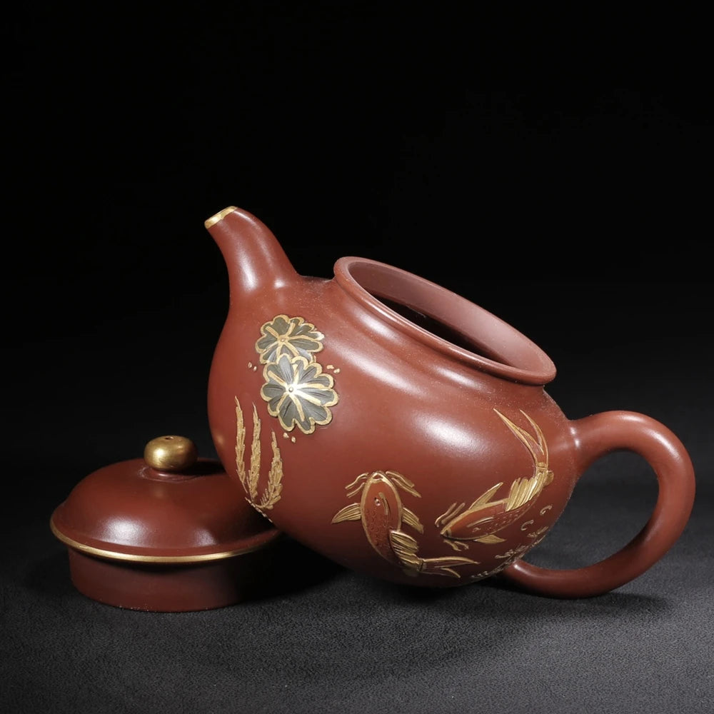 Chinese Yixing Zisha Clay Teapot  Duo Yuan Pot  Jingzhou handcrafted 350ml