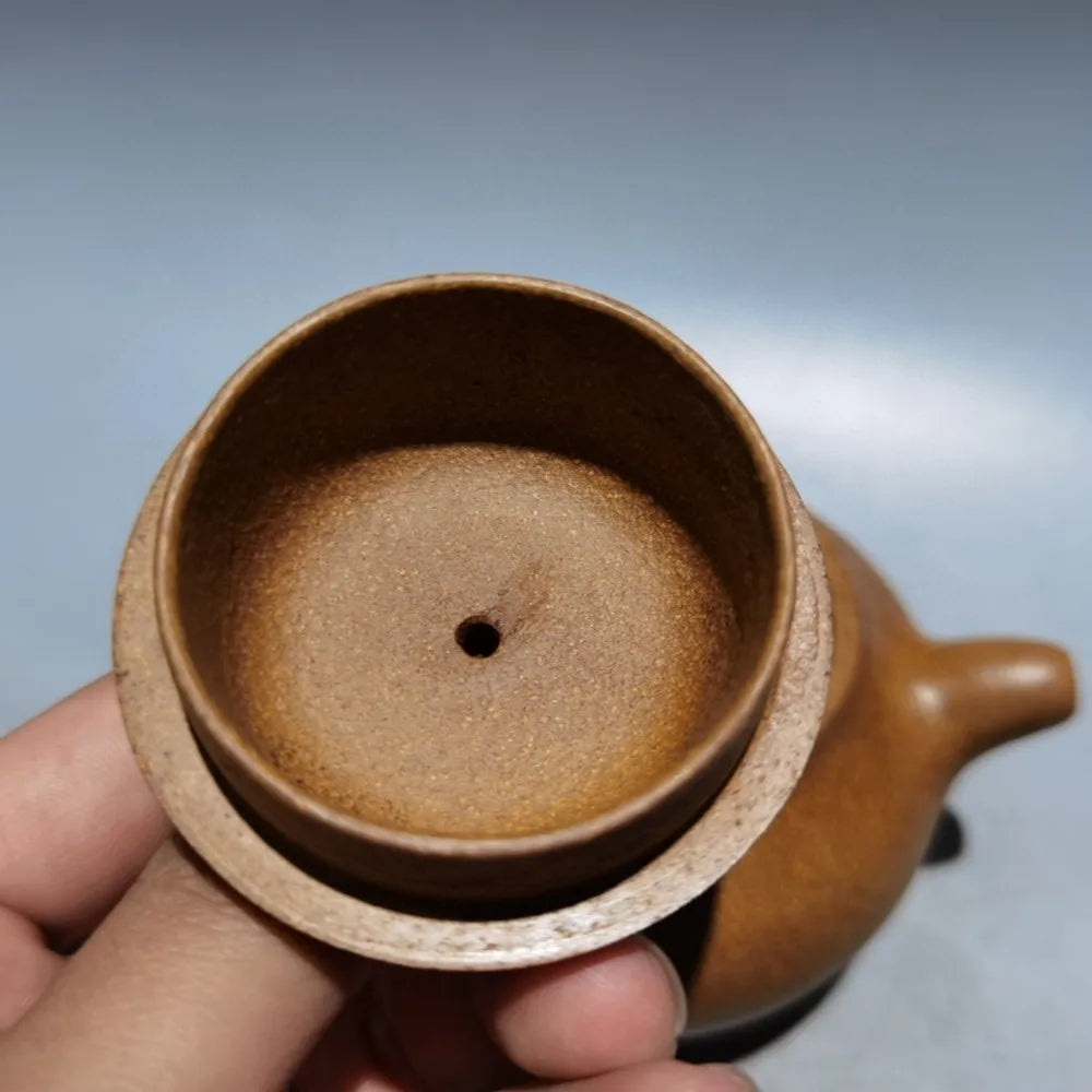 Chinese Yixing Zisha Clay Teapot  Eggplant section Pot Zhejiang Ning Yucheng Kiln 180ml