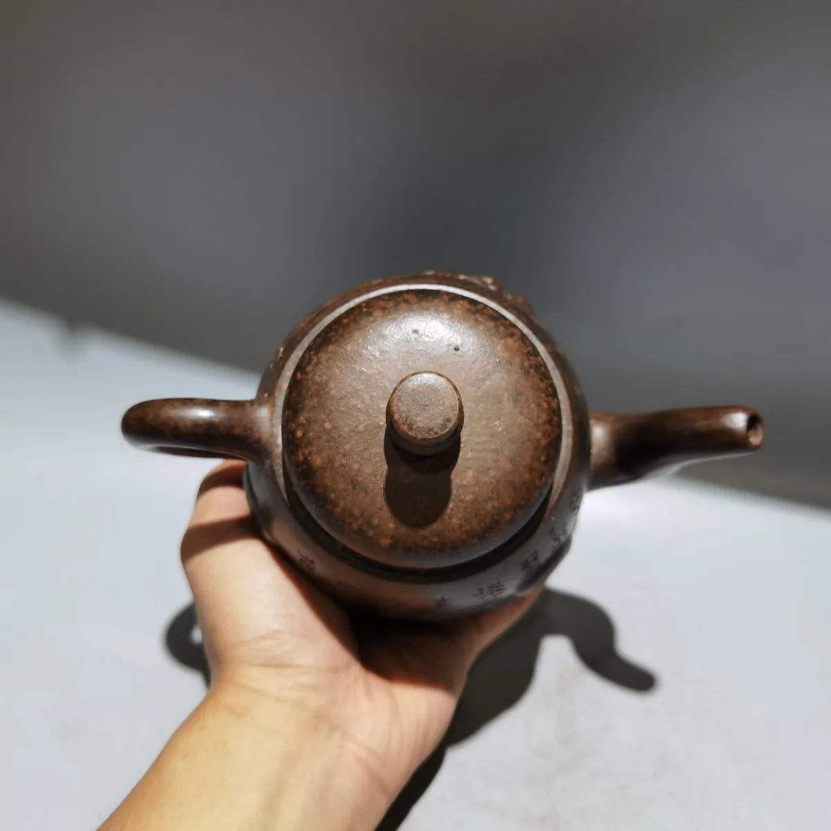 Chinese Yixing Zisha Clay Teapot  Embossed lettering Pot Shi Dabin 420ml