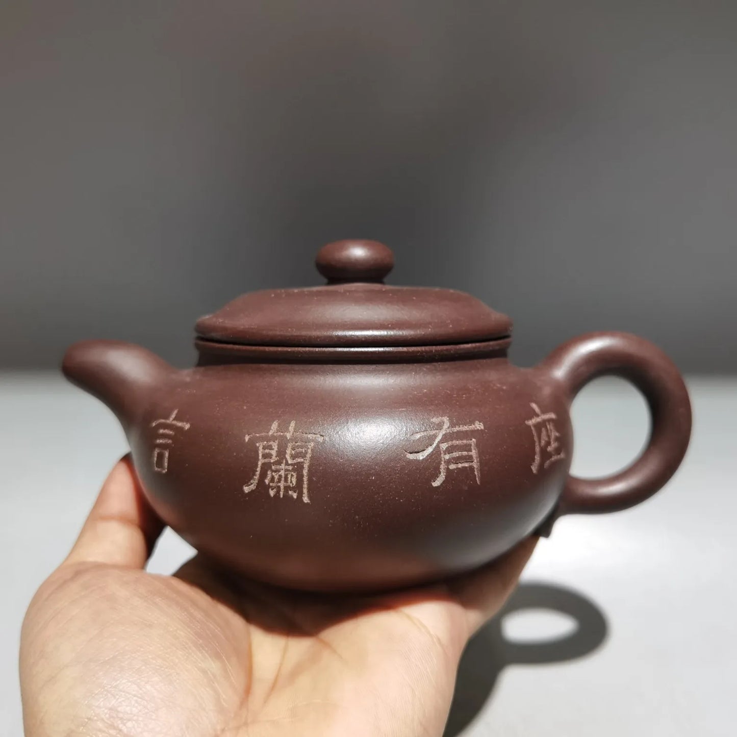 Chinese Yixing Zisha Clay Teapot  Engraved Antique Pot Gu Jingzhou 380ml