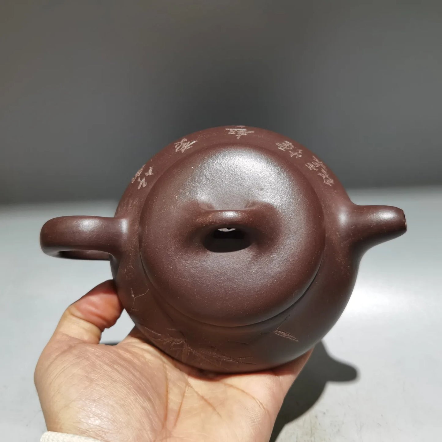 Chinese Yixing Zisha Clay Teapot  Engraved Hantang stone ladle Pot Gu Jingzhou 360ml