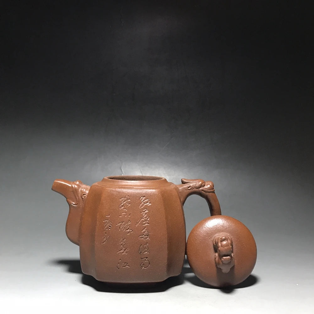 Chinese Yixing Zisha Clay Teapot  Engraving Dragon Zun Pot  Chen Mingyuan 450ml