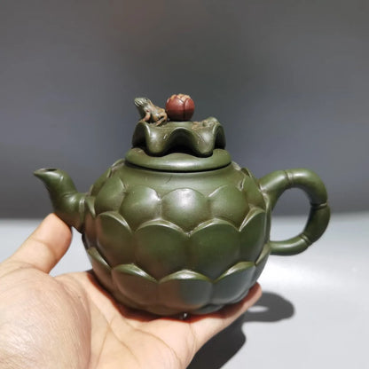 Chinese Yixing Zisha Clay Teapot  Frog Lotus Leaf Pot Jiang Rong 420ml