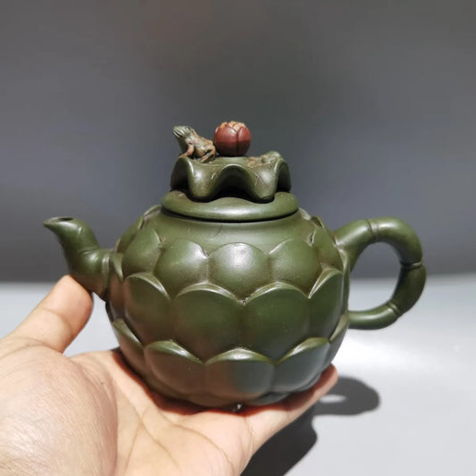 Chinese Yixing Zisha Clay Teapot  Frog Lotus Leaf Pot Jiang Rong 420ml