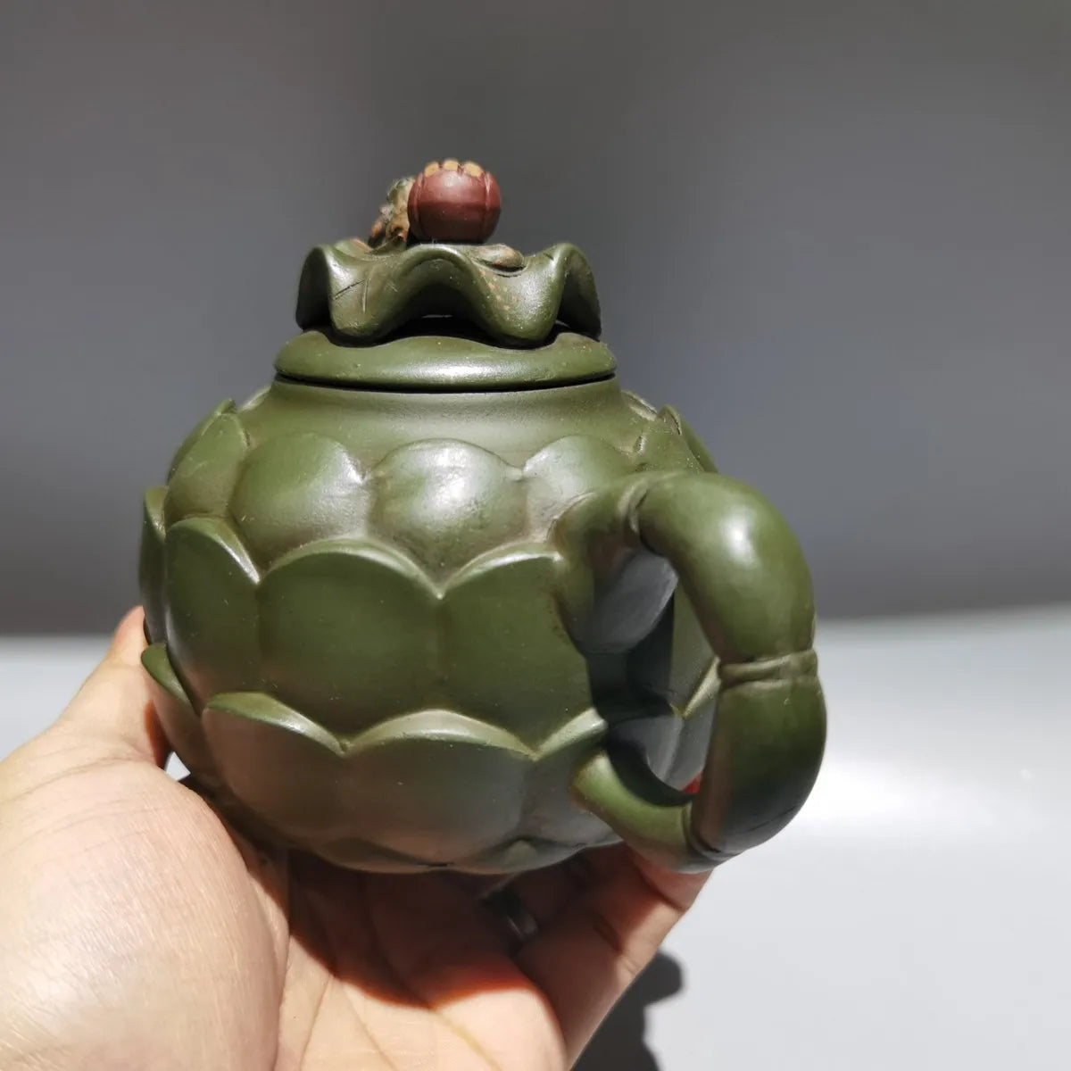 Chinese Yixing Zisha Clay Teapot  Frog Lotus Leaf Pot Jiang Rong 420ml