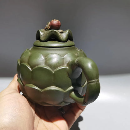 Chinese Yixing Zisha Clay Teapot  Frog Lotus Leaf Pot Jiang Rong 420ml