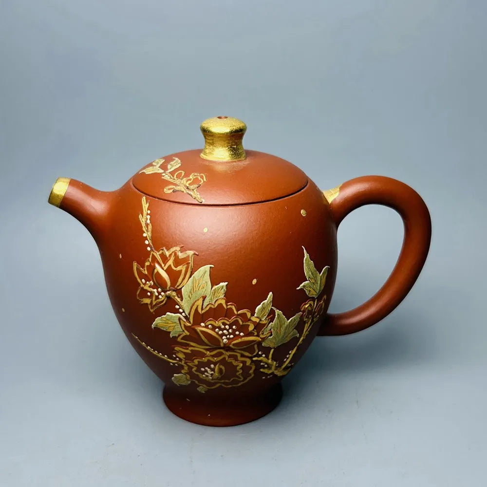 Chinese Yixing Zisha Clay Teapot  Gilded Pot  Zhou Guojun 110ml