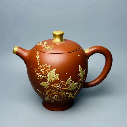 Chinese Yixing Zisha Clay Teapot  Gilded Pot  Zhou Guojun 110ml