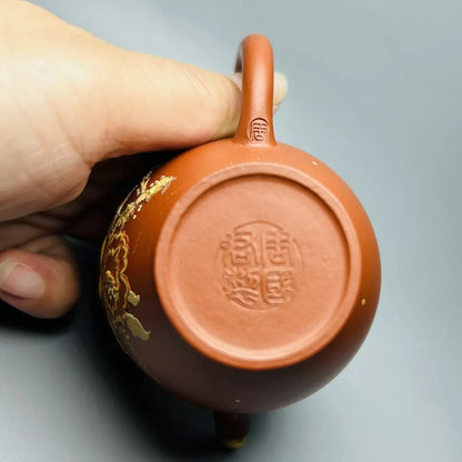 Chinese Yixing Zisha Clay Teapot  Gilded Pot  Zhou Guojun 110ml