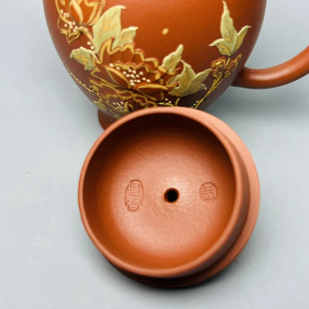 Chinese Yixing Zisha Clay Teapot  Gilded Pot  Zhou Guojun 110ml