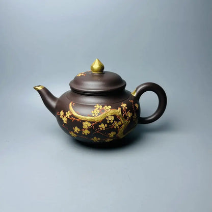 Chinese Yixing Zisha Clay Teapot  Gilded Smiling Sakura pot Zhou Junjian 260ml