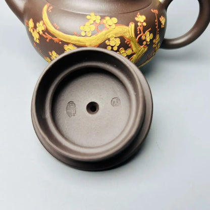 Chinese Yixing Zisha Clay Teapot  Gilded Smiling Sakura pot Zhou Junjian 260ml