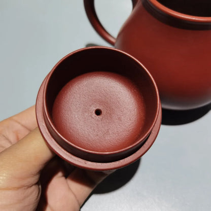 Chinese Yixing Zisha Clay Teapot  Gilding Carved Pot Iron Painting Pavilion 450ml