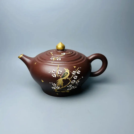 Chinese Yixing Zisha Clay Teapot  Gilding Pleasure on the brow pot Zhou Guojun 260ml