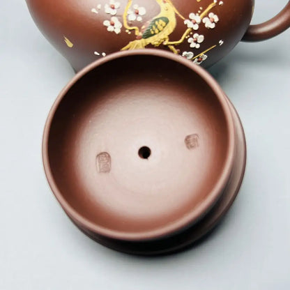 Chinese Yixing Zisha Clay Teapot  Gilding Pleasure on the brow pot Zhou Guojun 260ml