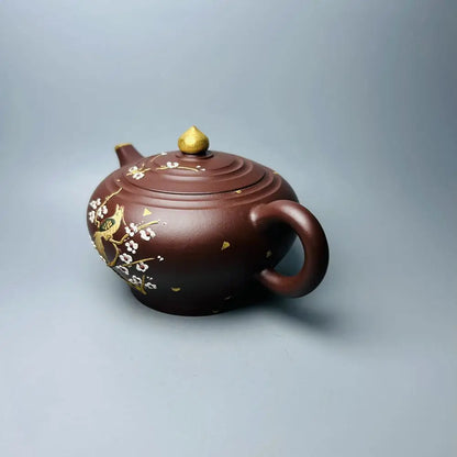 Chinese Yixing Zisha Clay Teapot  Gilding Pleasure on the brow pot Zhou Guojun 260ml