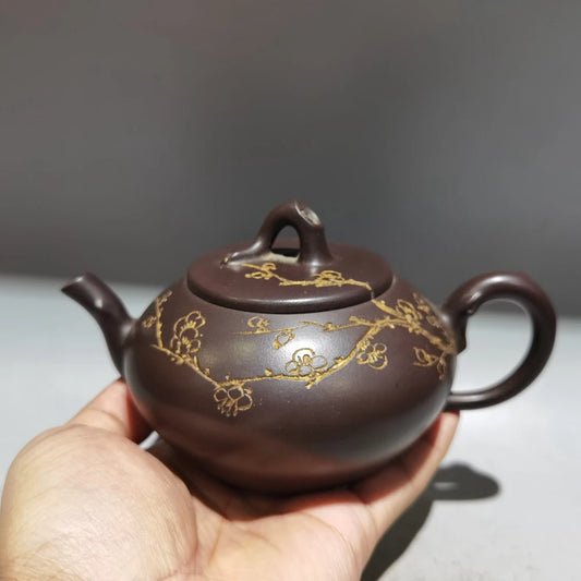 Chinese Yixing Zisha Clay Teapot  Gilding Plum Blossom Pot Pei Shimin 280ml