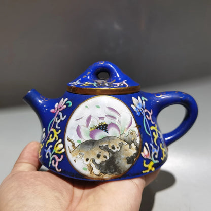 Chinese Yixing Zisha Clay Teapot  Gold enamel Pot Jinding trademark 360ml