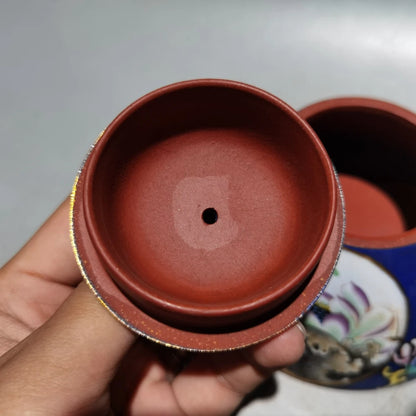 Chinese Yixing Zisha Clay Teapot  Gold enamel Pot Jinding trademark 360ml