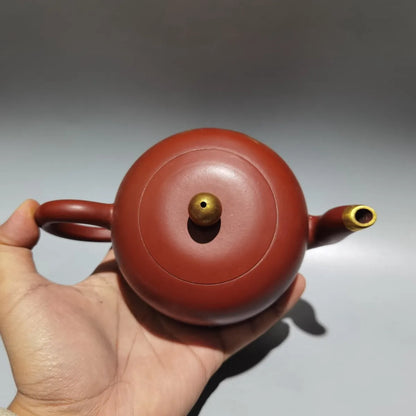 Chinese Yixing Zisha Clay Teapot  Gold engraved and painted Pot Iron Painting Pavilion 420ml