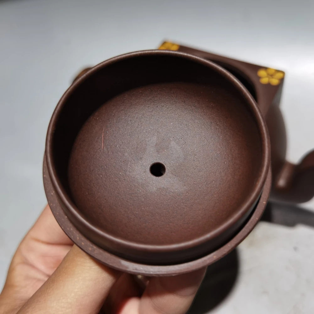 Chinese Yixing Zisha Clay Teapot  Gold square round Pot Yixing produced 360ml