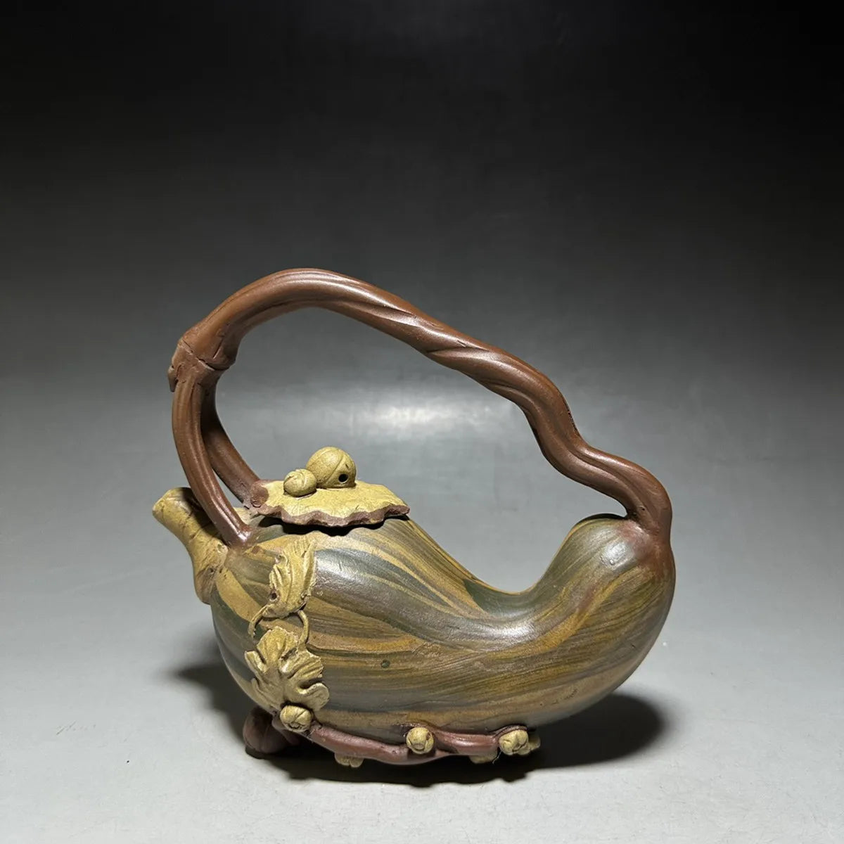 Chinese Yixing Zisha Clay Teapot  Golden Melon Lifting Beam Pot Wang Yinxian 350ml