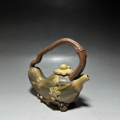 Chinese Yixing Zisha Clay Teapot  Golden Melon Lifting Beam Pot Wang Yinxian 350ml