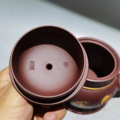 Chinese Yixing Zisha Clay Teapot  Golden Tai Chi Pot Zhou Guojun 420ml