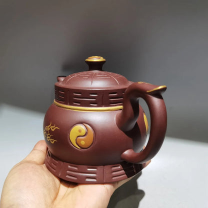Chinese Yixing Zisha Clay Teapot  Golden Tai Chi Pot Zhou Guojun 420ml