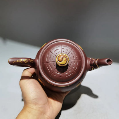 Chinese Yixing Zisha Clay Teapot  Golden Tai Chi Pot Zhou Guojun 420ml