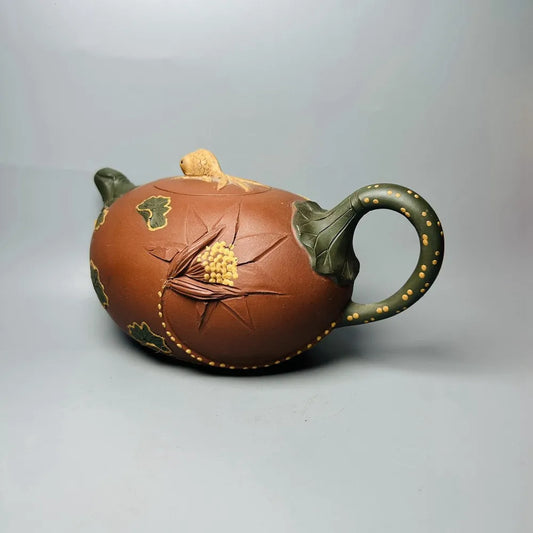 Chinese Yixing Zisha Clay Teapot  Goldfish Playing Lotus Pot  Jiang Rong 450ml