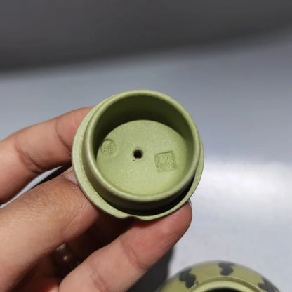 Chinese Yixing Zisha Clay Teapot Green  Mud Watermelon Pot Chen Mingyuan 100ml