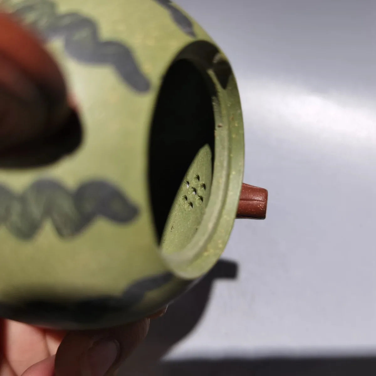 Chinese Yixing Zisha Clay Teapot Green  Mud Watermelon Pot Chen Mingyuan 100ml