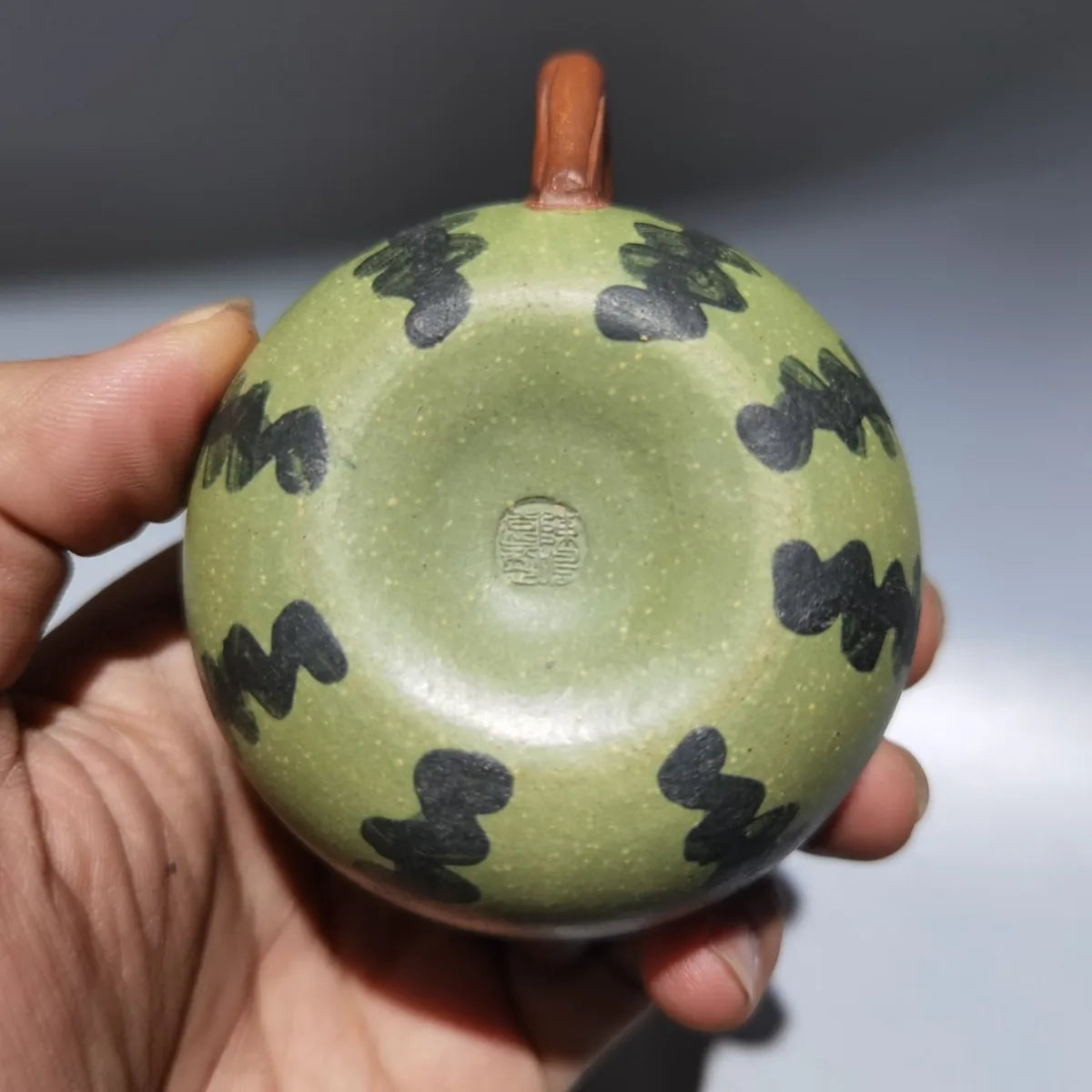 Chinese Yixing Zisha Clay Teapot Green  Mud Watermelon Pot Chen Mingyuan 100ml