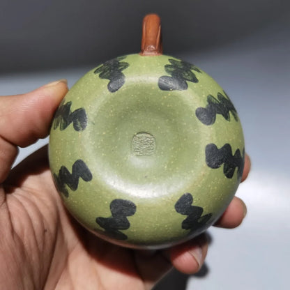 Chinese Yixing Zisha Clay Teapot Green  Mud Watermelon Pot Chen Mingyuan 100ml