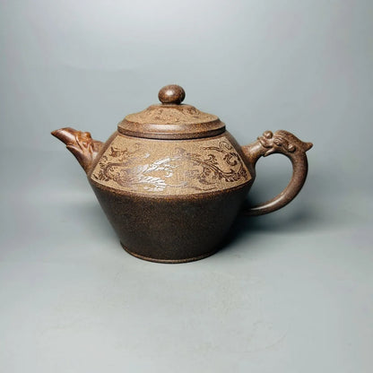 Chinese Yixing Zisha Clay Teapot Gu Long Kiln Chai Shao Double Dragon Pot Gu Jingzhou 400ml