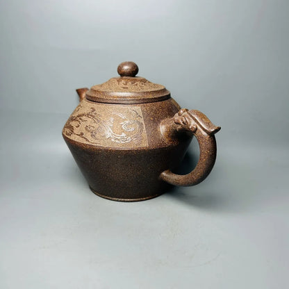 Chinese Yixing Zisha Clay Teapot Gu Long Kiln Chai Shao Double Dragon Pot Gu Jingzhou 400ml
