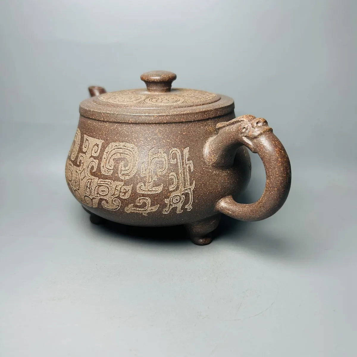 Chinese Yixing Zisha Clay Teapot Gu Long Kiln Chai Shao Three Legged Dragon Pot  Gu Jingzhou 500ml