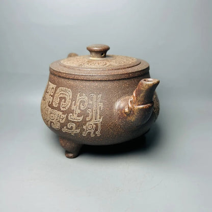 Chinese Yixing Zisha Clay Teapot Gu Long Kiln Chai Shao Three Legged Dragon Pot  Gu Jingzhou 500ml